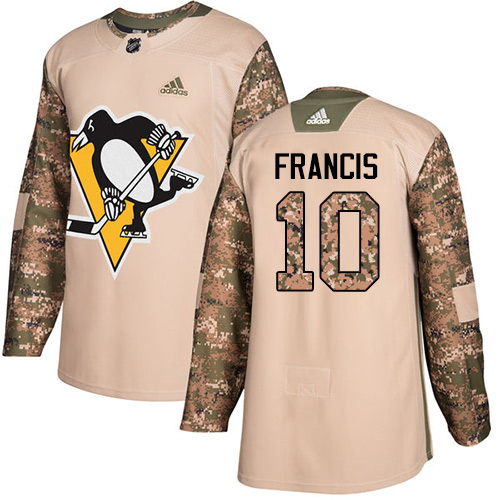 Adidas Penguins #10 Ron Francis Camo Authentic Veterans Day Stitched NHL Jersey